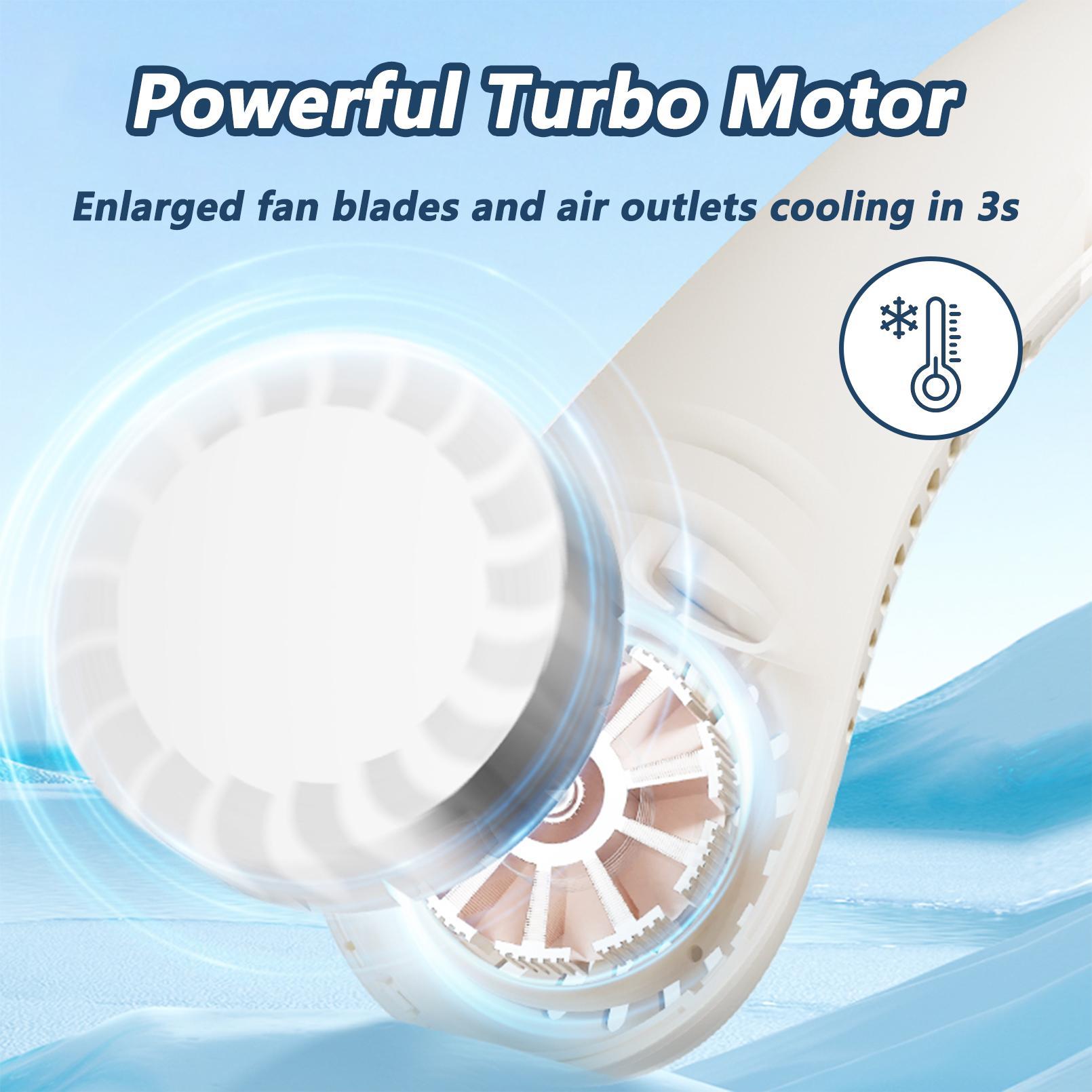 Turbine Neck Fan - Ideal For Summer Outdoor Activities - Essential For Hiking, Running And Cycling