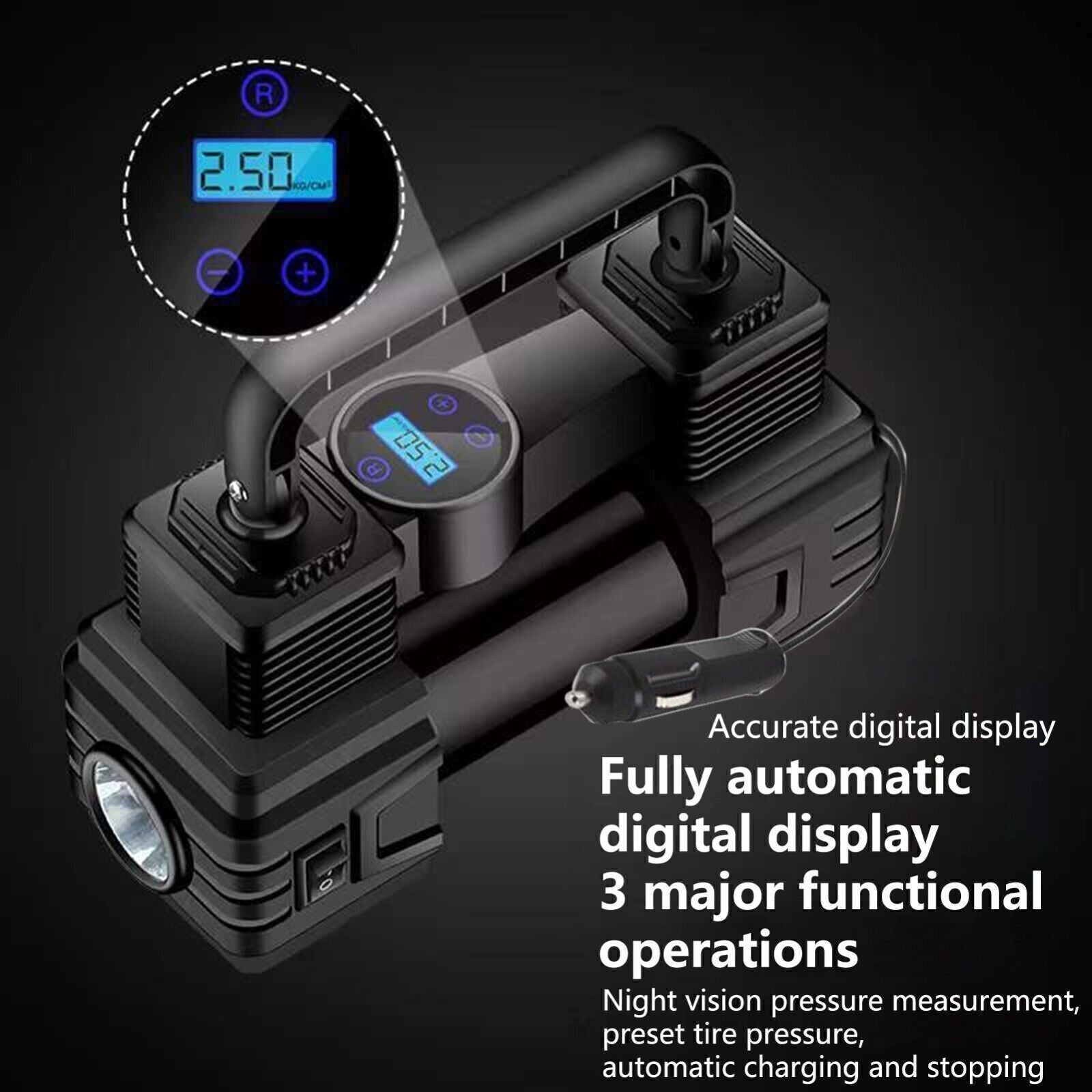 Air Compressor 12V Heavy Duty Portable Electric Car Tyre Inflator 150PSI