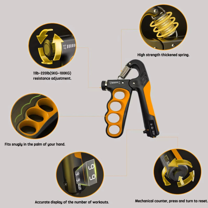 Hand Grip Regolabile 5-100kg – Potenzia Muscoli, Polsi e Mani | Accessorio Fitness per Palestra ed Esercizi a Casa