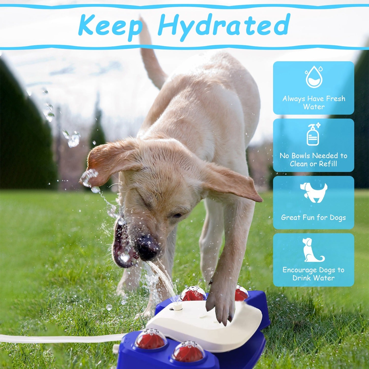 1Pc Dog Water Fountain Multifunctional Automatic Pet Water Dispenser Outdoor Step-on Activated Sprinkler For Drinking Shower Fun