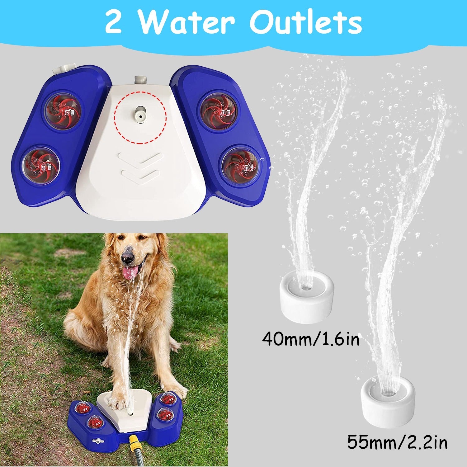 1Pc Dog Water Fountain Multifunctional Automatic Pet Water Dispenser Outdoor Step-on Activated Sprinkler For Drinking Shower Fun