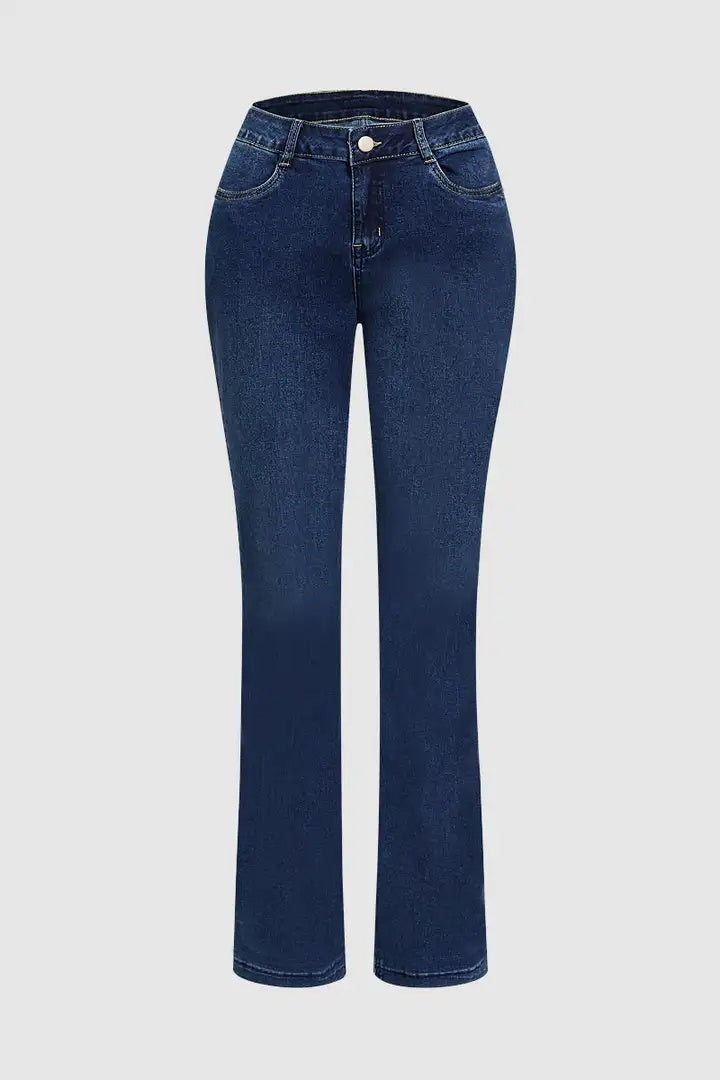 Women's High-Waist Fold-over Jeans, Wide-Leg Full-Length Jeans With An Embroidered Layered Waistband, Vintage-Wash Denim For All Seasons Forbidden Platform - Temu