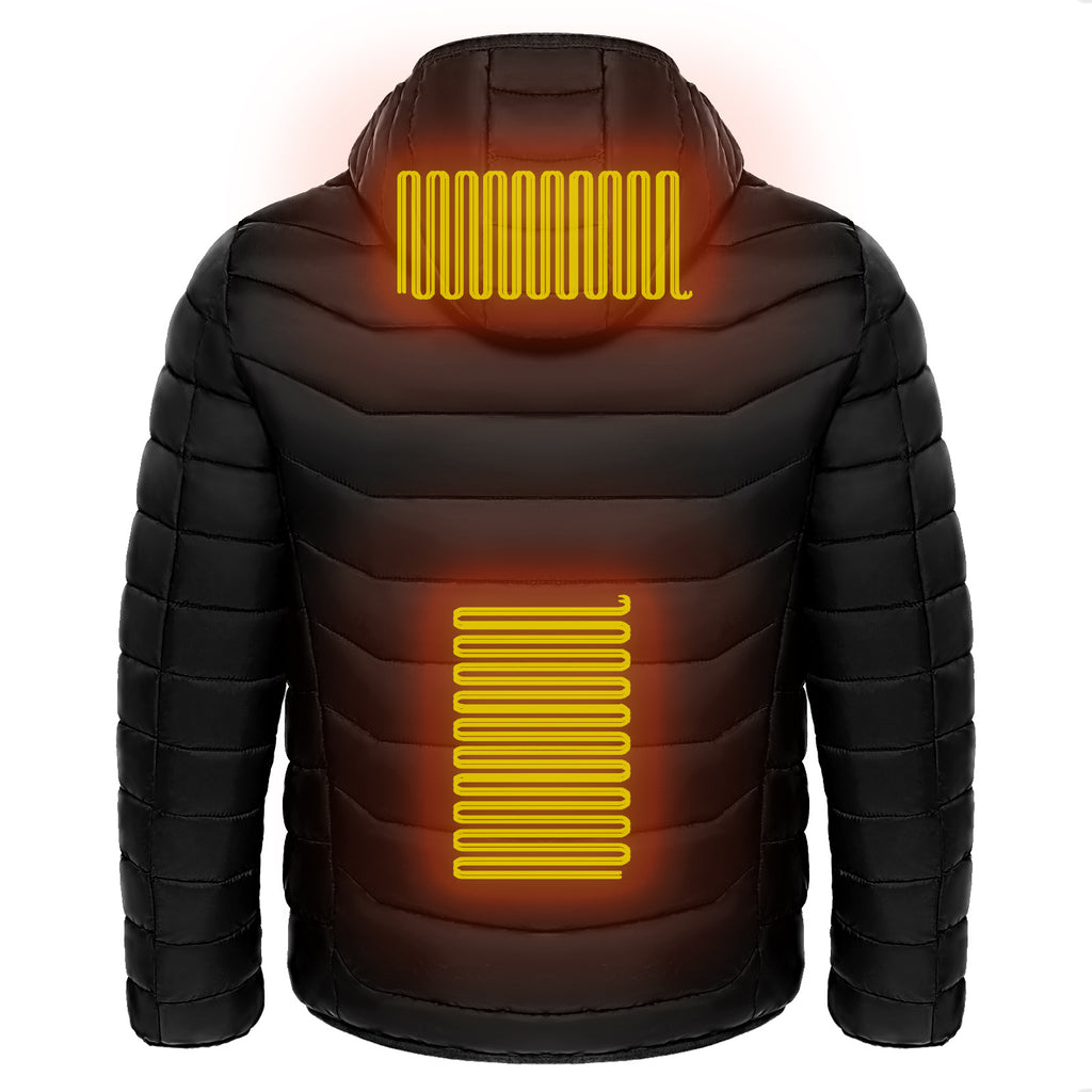 Heated Puffer Jacket Electric Heating Coat Insulated Hood Windbreaker 9Heat Zones