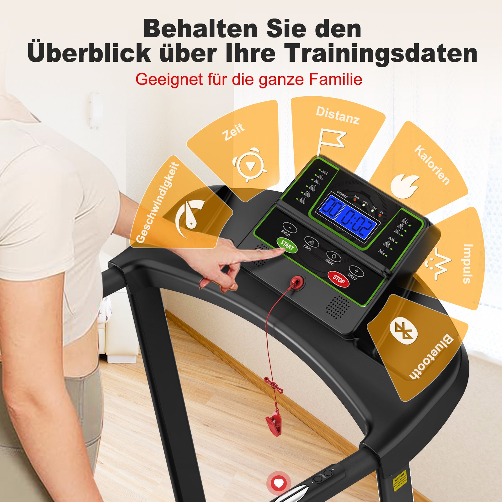 EU Electric Treadmill, Folding Treadmill For Home Up To 12 Kmh, With LED Display, App And Tablet Holder, Compact Treadmill For Home And Office