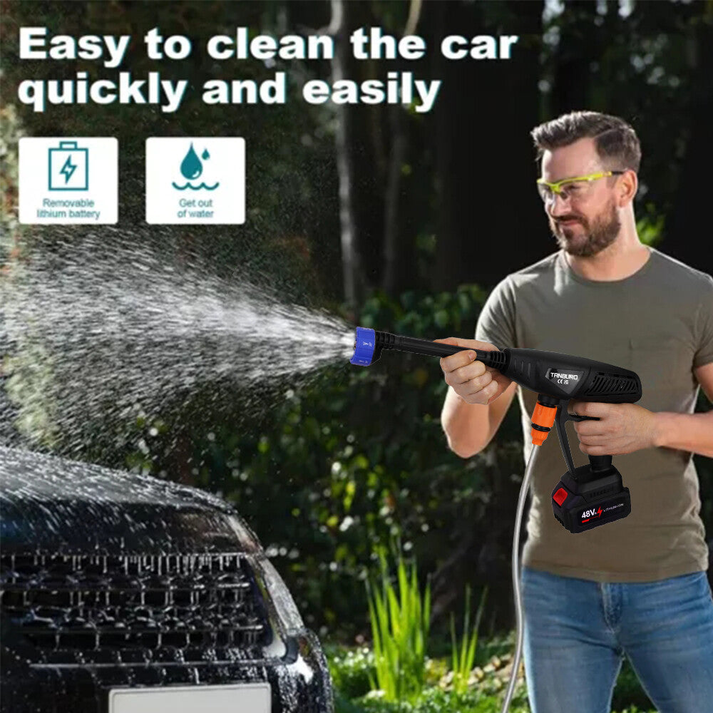 21V Portable Cordless Car High Pressure Washer Jet Water Wash Cleaner 2 Battery