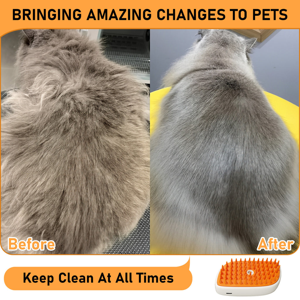 4 In 1 Cat Steam Brush, Anti Static Shedding Spray Comb, Hair Removal, Mist Indoor Steamy Grooming Brush For Dog, Water Spritz Defur Cepillo, Spa Steamer Cloud Para Gatos