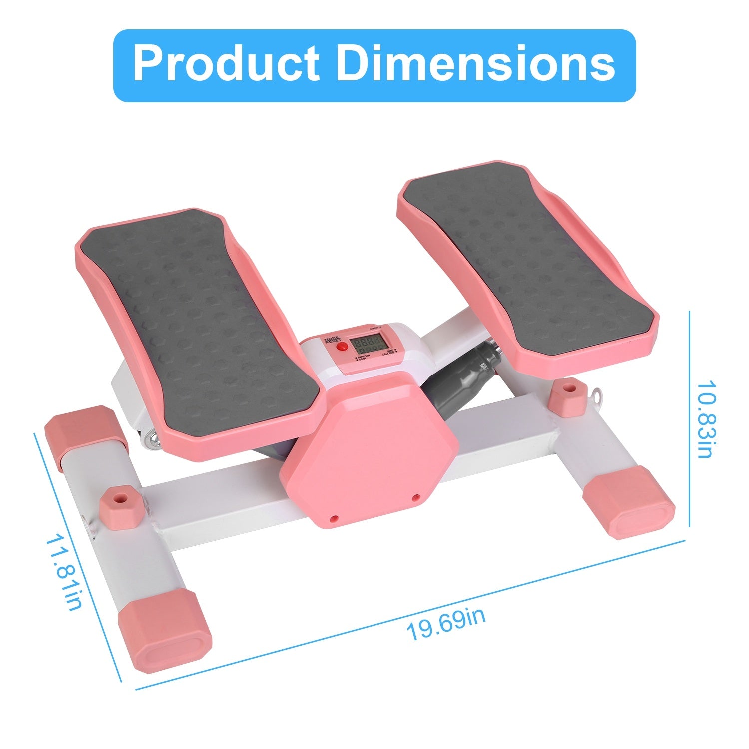 Mini Stepper Stair Stepper With Resistance Bands Quiet Workout Stepper With Digital Timer Max 330.7LBS Load For Home
