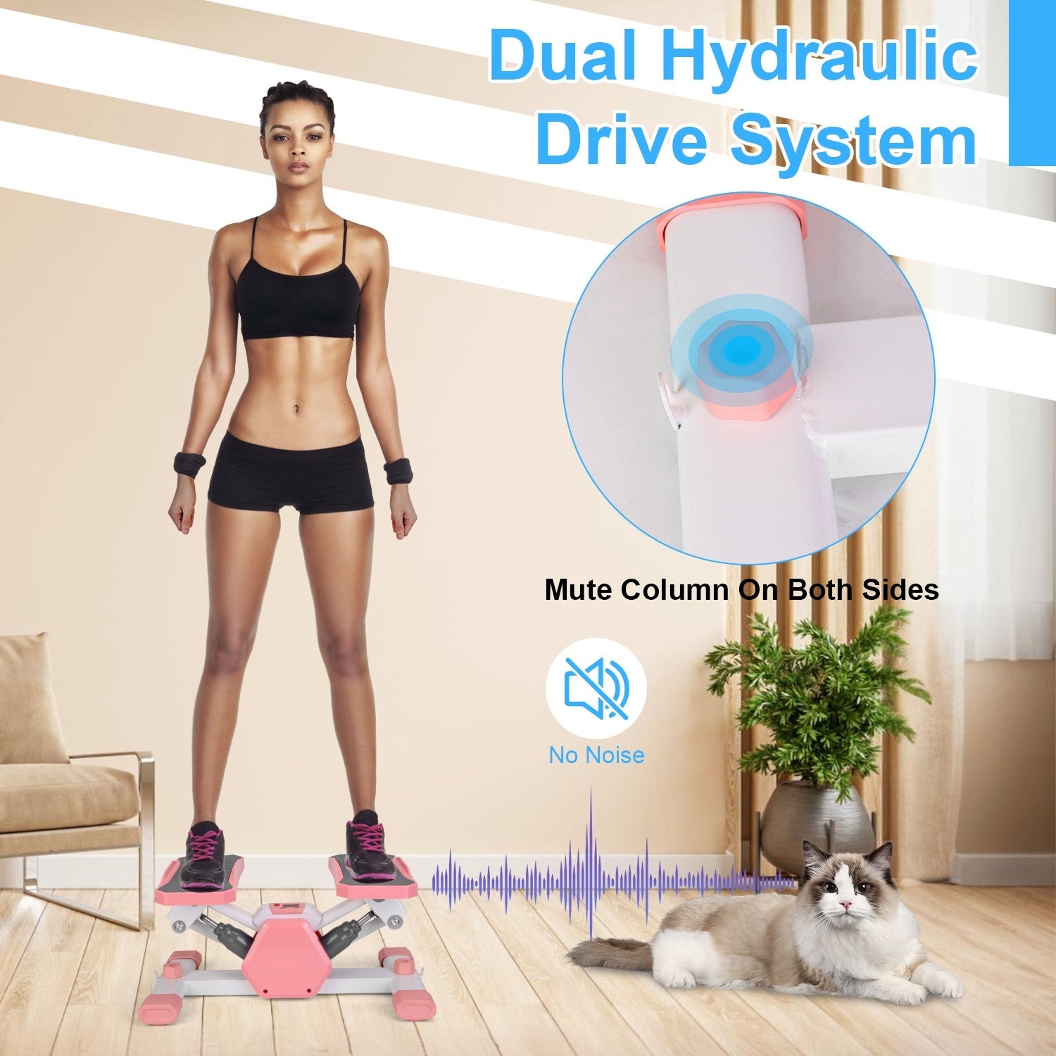 Mini Stepper Stair Stepper With Resistance Bands Quiet Workout Stepper With Digital Timer Max 330.7LBS Load For Home