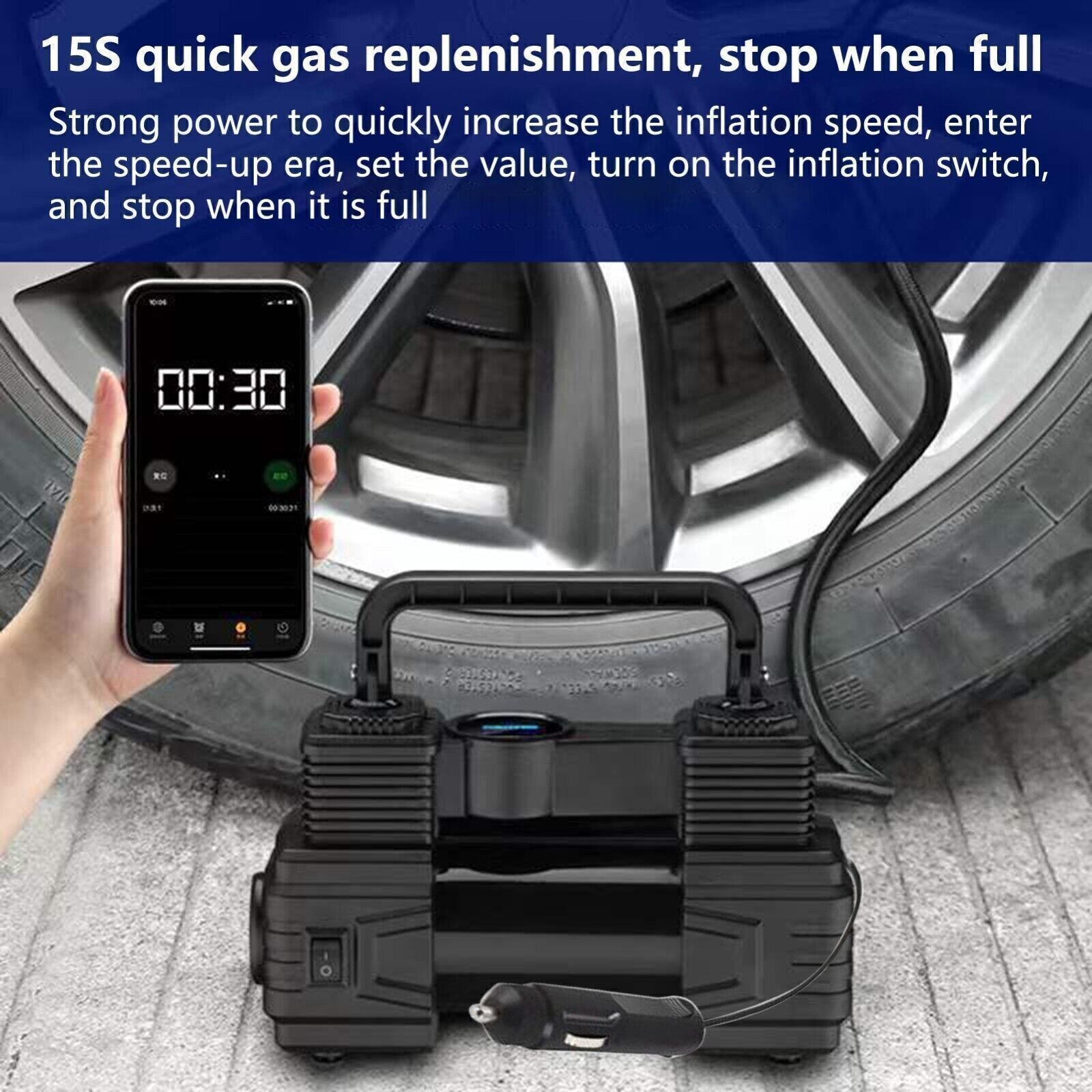 Air Compressor 12V Heavy Duty Portable Electric Car Tyre Inflator 150PSI