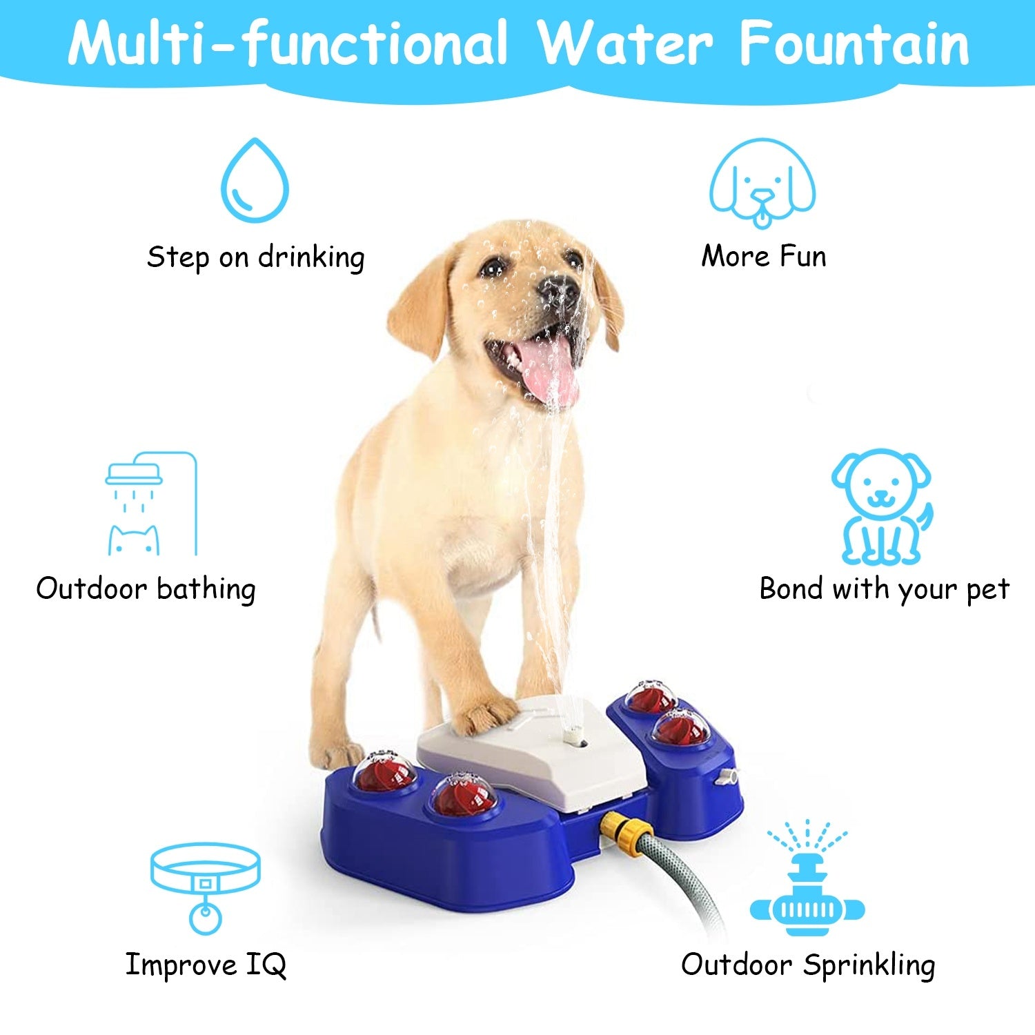 1Pc Dog Water Fountain Multifunctional Automatic Pet Water Dispenser Outdoor Step-on Activated Sprinkler For Drinking Shower Fun