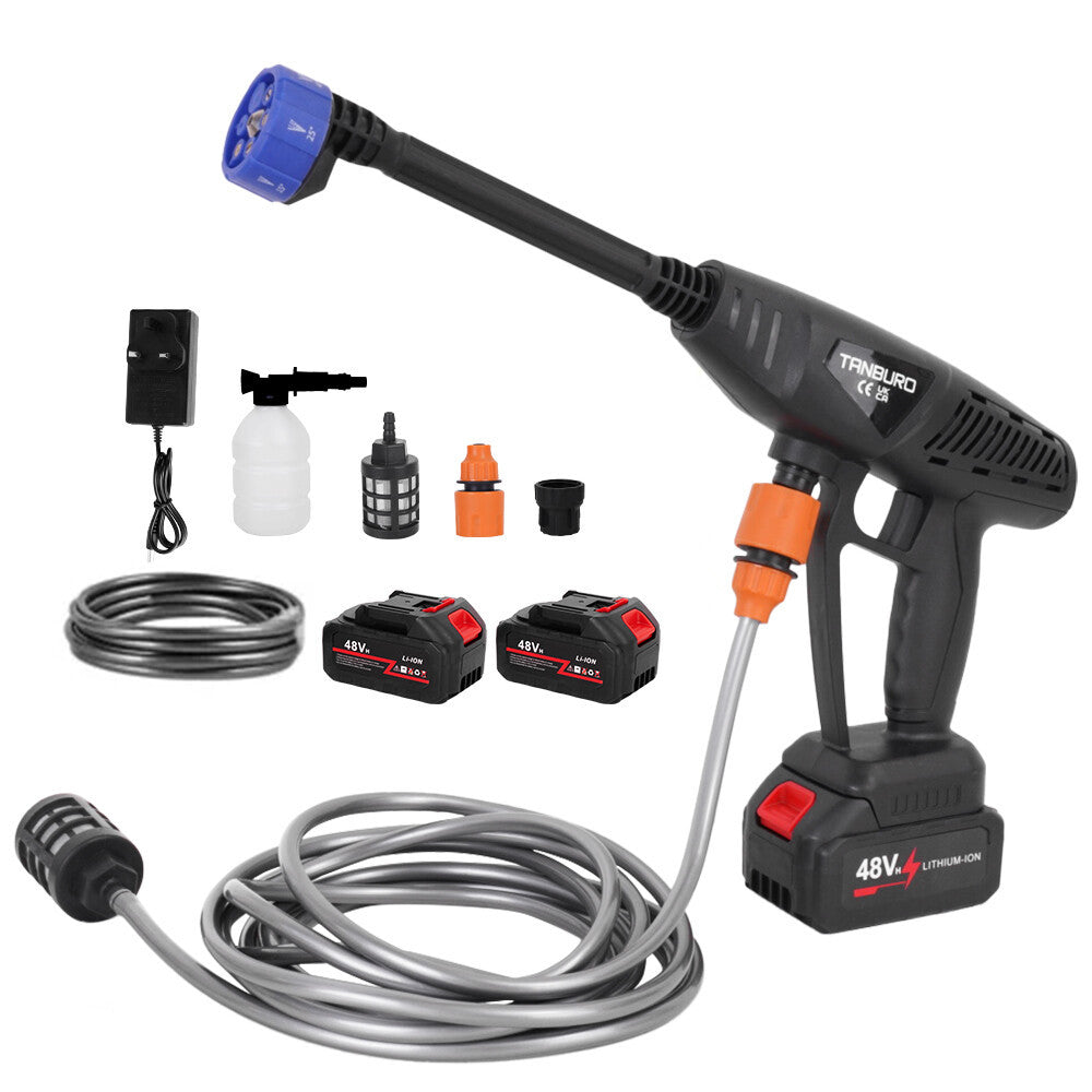 21V Portable Cordless Car High Pressure Washer Jet Water Wash Cleaner 2 Battery